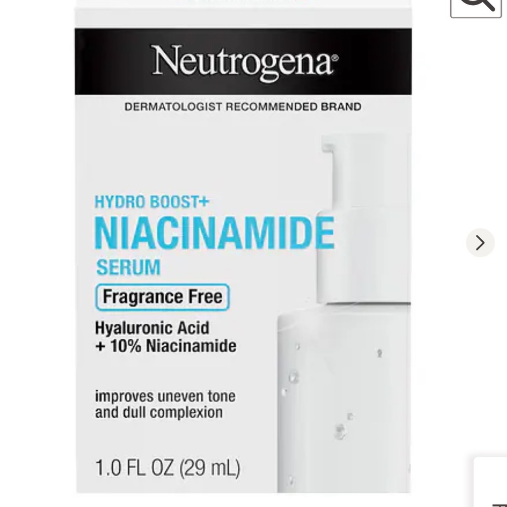 Neutrogena Hydro Boost+ Niacinamide Unscented Face Serum, 1.0 fl oz